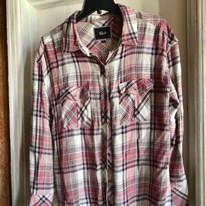 Rails Womens Pink & Blue Plaid Long Sleeve Flannel Size S